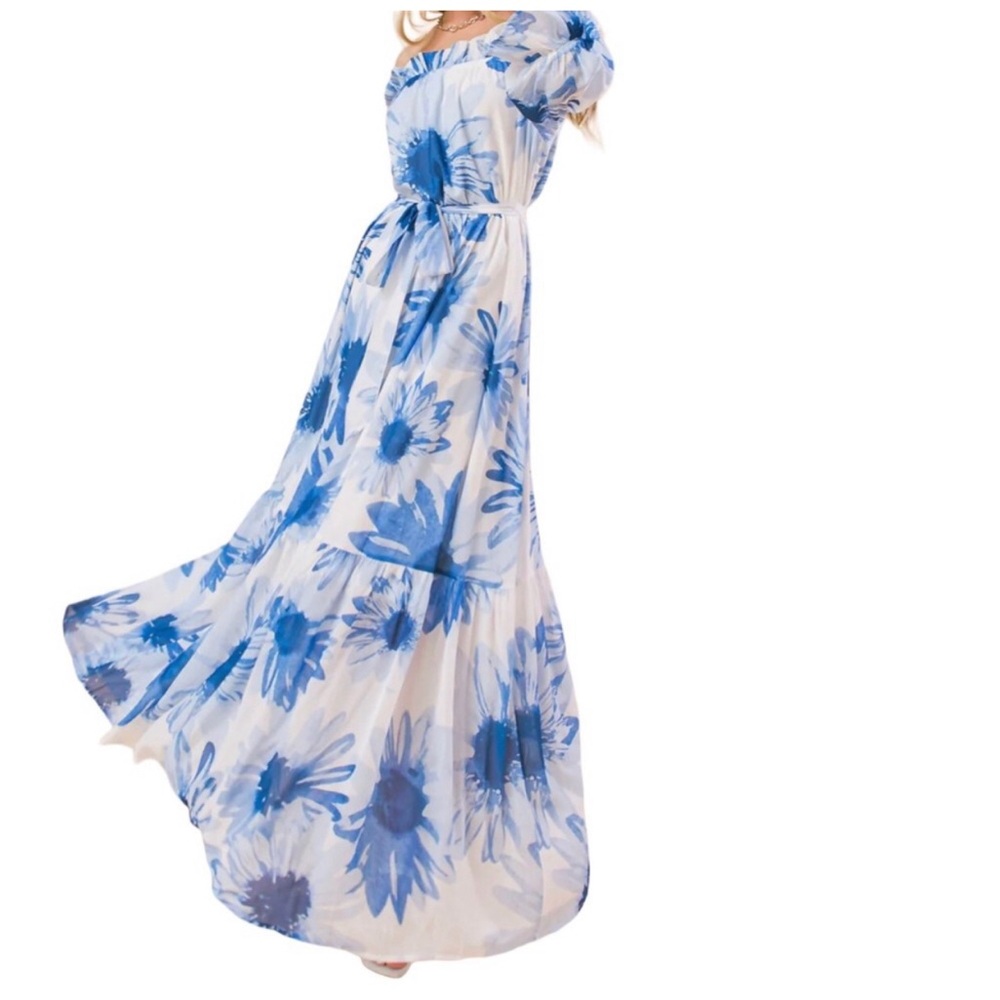 π Host Pick π Flying Tomato Maxi Dress Blue Sunflower - Picture 2 of 9